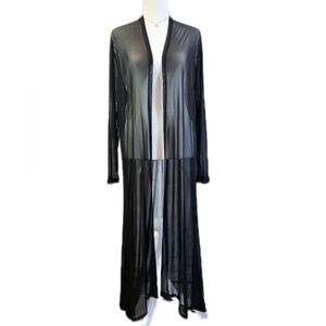 Black Sheer Long Cardigan